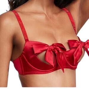 Victoria's Secret small Dream Angels bow cutout balconette bra BC 3189